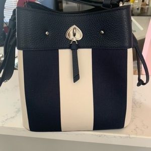 Kate Spade New York Marti even stripe jacquard blazer blue small bucket K6932